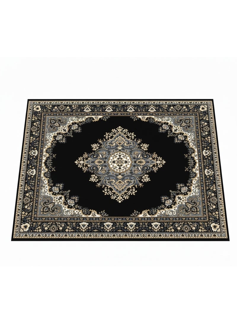 سجادة مودرن بديل سجاد مطبوعة، تصميم كلاسيكي تركي، مقاس 160×230 سم - ألوان متعددة (اسود، رمادي، ذهبي) - Image 3
